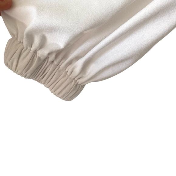 Pomander Place White Carlota Long Blouson Sleeve Peplum Blouse size XS - Picture 4 of 8